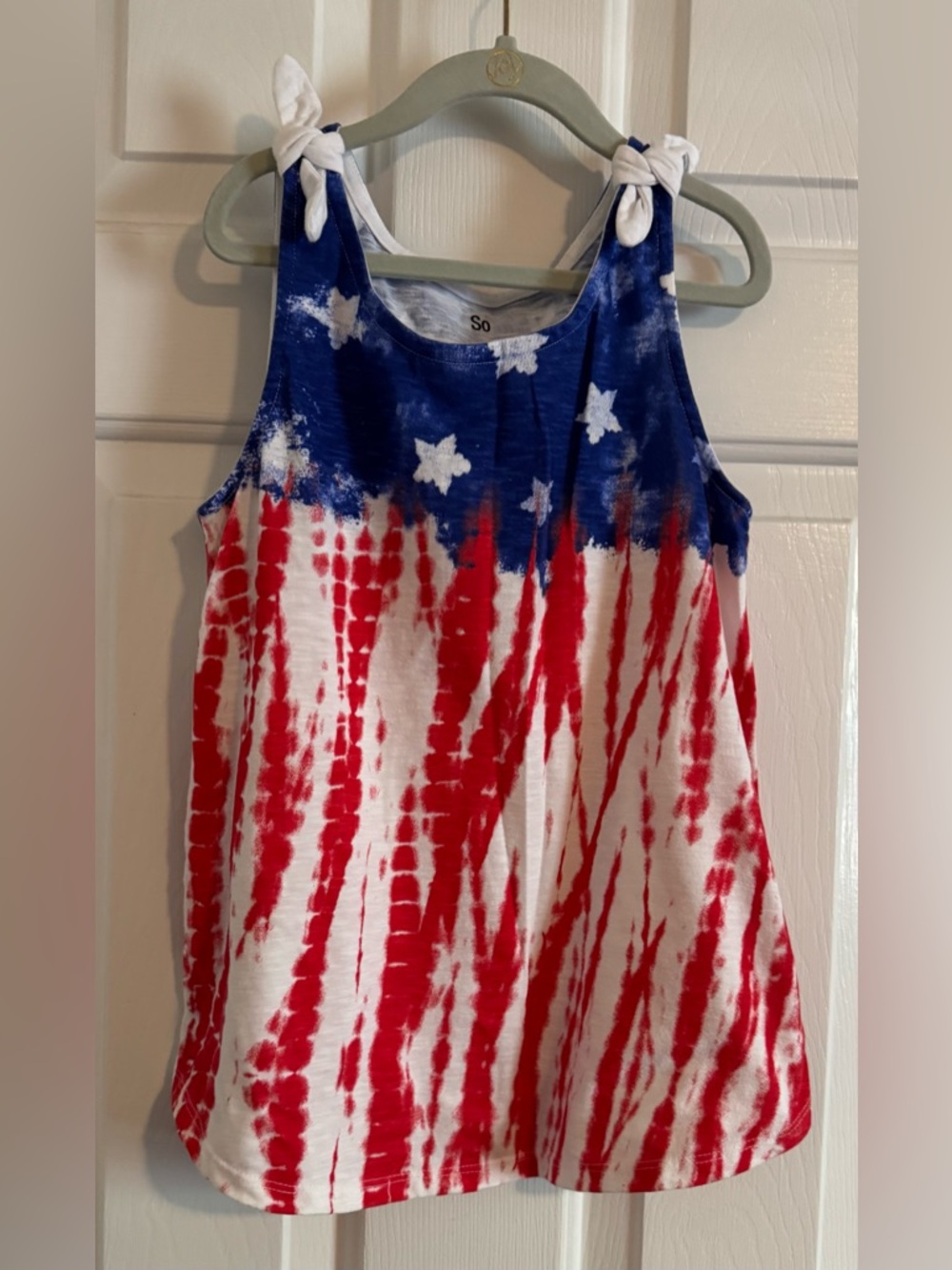 SO Red White Blue Tie-Dye Star Tank Top